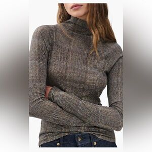 Rag & Bone Womens Shaw Paneled Long Sleeve Top in Multi Medium Turtleneck